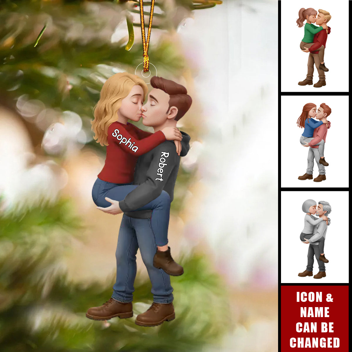 Personalized Romantic Kissing Couple Acrylic Ornament -Anniversary Wedding Gifts For Husband And Wife - Love In Every Piece