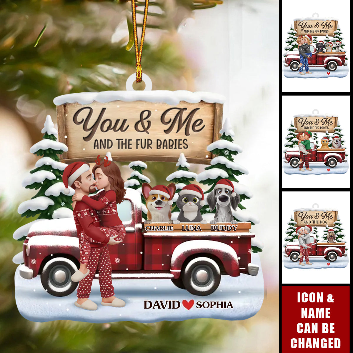 Personalized Acrylic Ornament - Anniversary Christmas Wedding Gifts For Husband And Wife, Pet Lovers