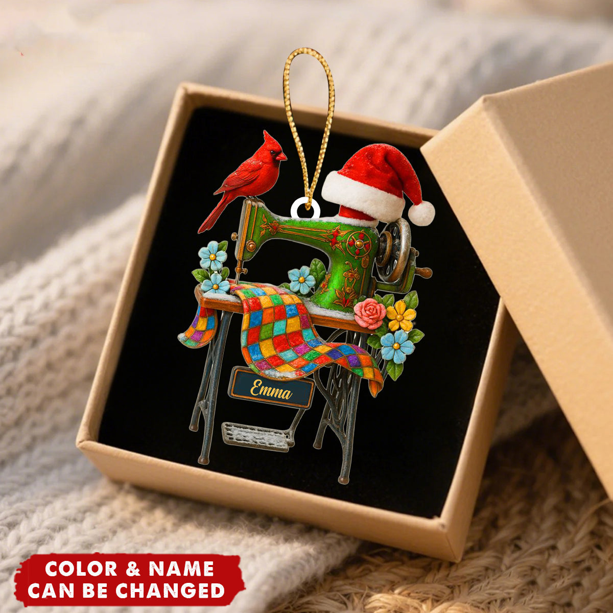 Sewing Machine Personalized Heaven Gifts For Seamstress Christmas Ornament 