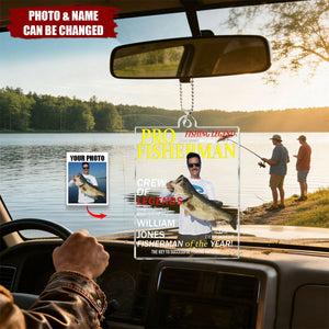 Fisherman Of The Year! - Personalized Acrylic Photo Car Ornament