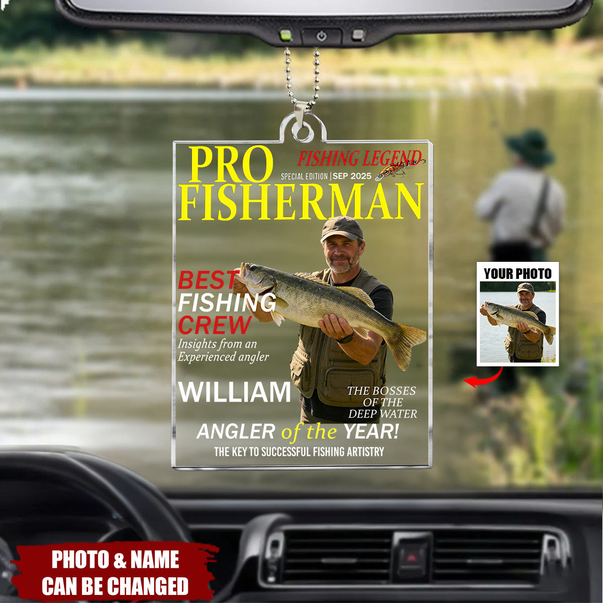 Fisherman Of The Year! - Personalized Acrylic Photo Car Ornament