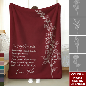 To My Daughter From Mom Custom Birth Flower - Personalized Blanket