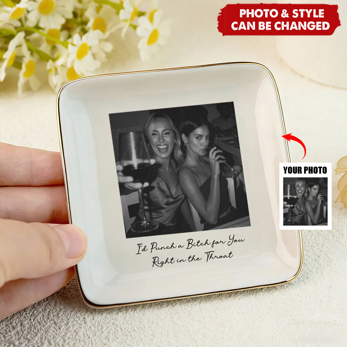 Bestie Photo Trinket Tray For Best Friend Friendship Thank You Gifts - Personalized Jewelry Dish