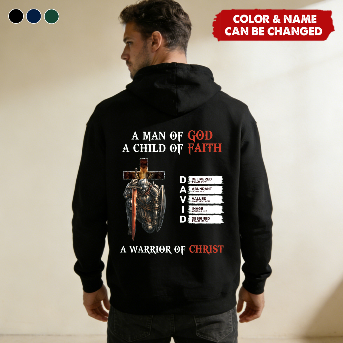 A Warrior Of Christ With Name Letter In Bible - Personalized Back Printed Hoodie