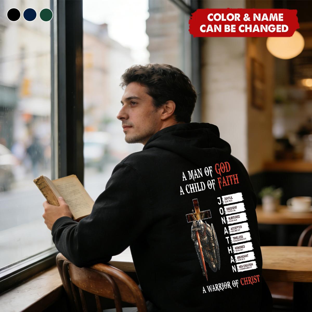 A Warrior Of Christ With Name Letter In Bible - Personalized Back Printed Hoodie
