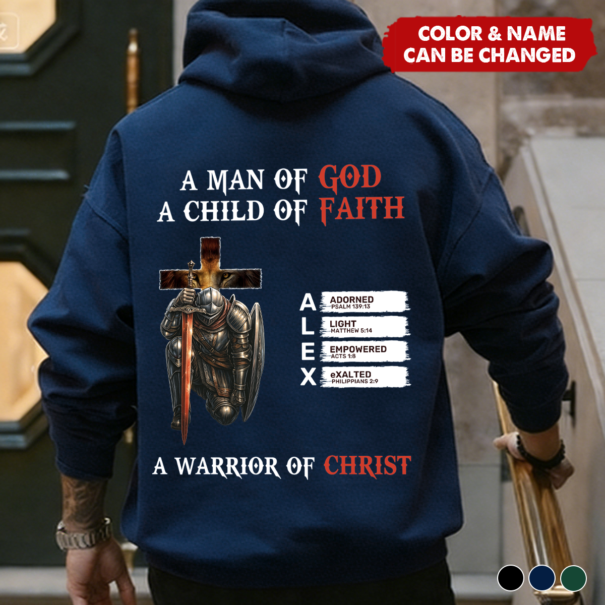 A Warrior Of Christ With Name Letter In Bible - Personalized Back Printed Hoodie