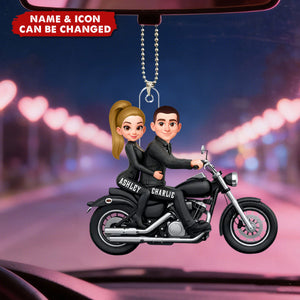 Couples That Ride Together Last Forever, Custom Action Figure Biker Couple - Personalized Acrylic Car Ornament