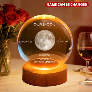 Our Moon Special Date, Custom Moon Phase by Date - Personalized Crystal Ball Night Light - Heartfelt Anniversary Gift for her, for him