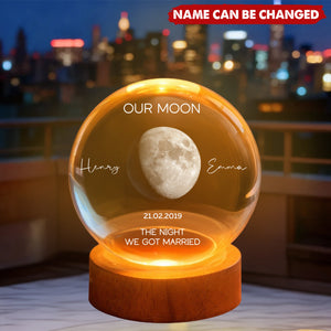 Our Moon Special Date, Custom Moon Phase by Date - Personalized Crystal Ball Night Light - Heartfelt Anniversary Gift for her, for him