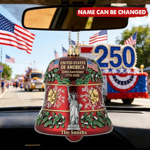 United States 250th Anniversary Bell - Personalized Family Car Ornament