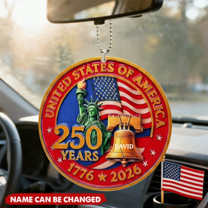USA 250th Anniversary Car Ornament, 1776-2026 Liberty Bell Decoration, Patriotic Car Ornament
