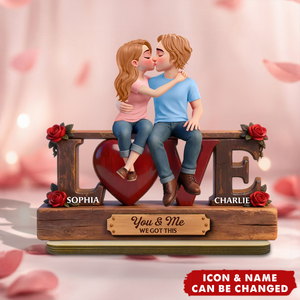 Eternal Rose LOVE Couple Forever Together - Personalized 2-Layered Wooden Plaque - Valentine's Day Gift For Couple