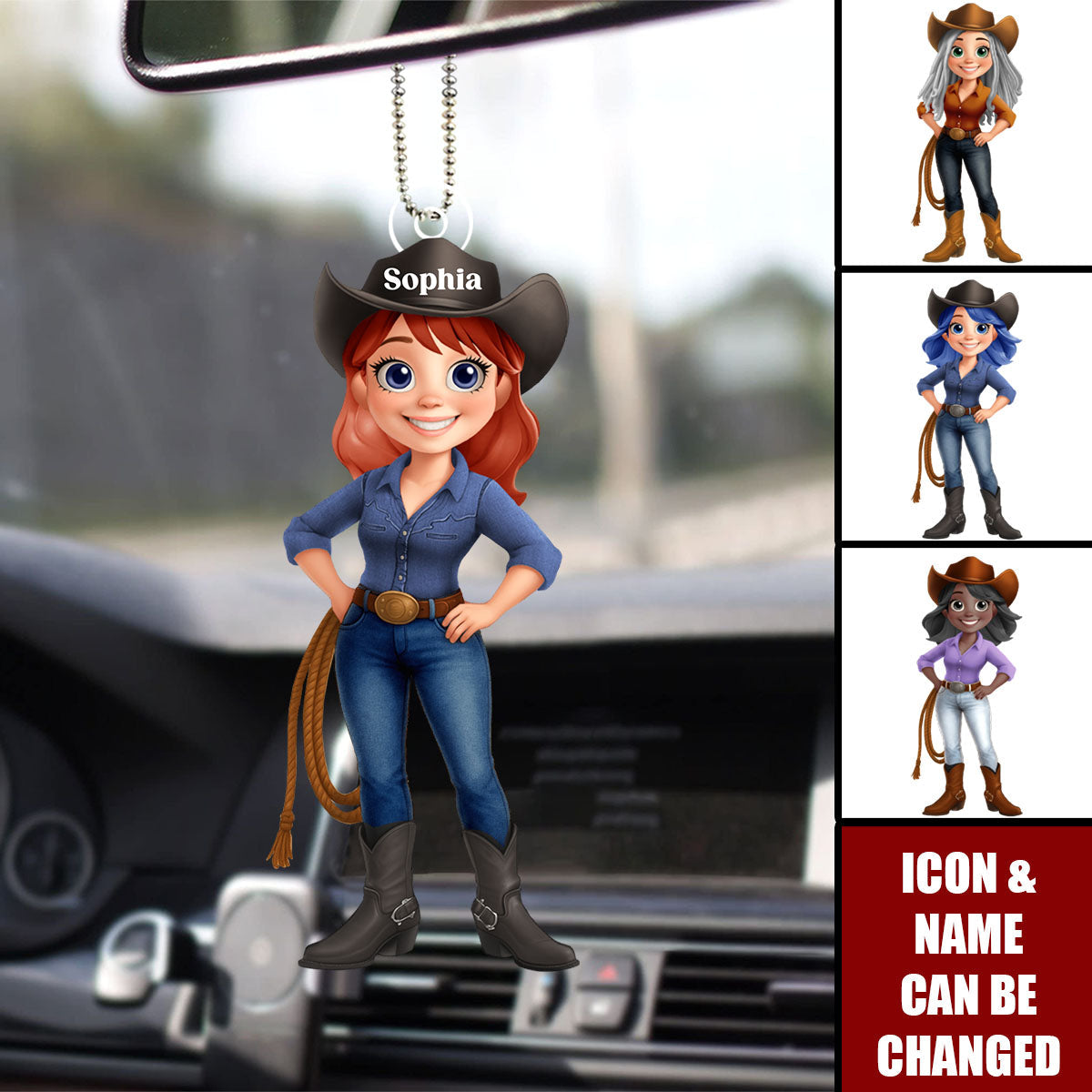 Cowgirl What A Wonderful World - Personalized Car Ornament