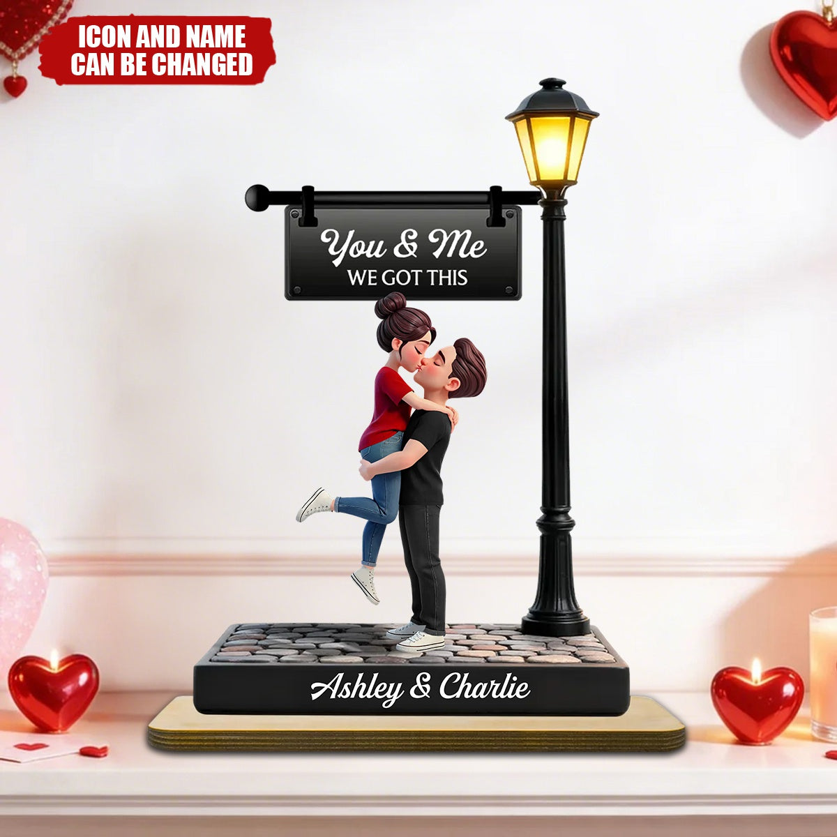 Timeless Love Under The Light - Personalized 2-Layered Wooden Plaque - Heartfelt Valentine's Day Gift For Couple