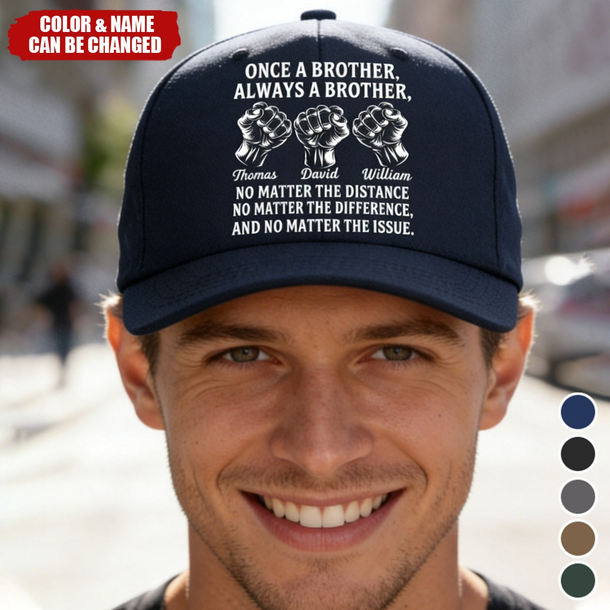 Custom Vintage Washed Denim Baseball Cap - Personalized Birthday Gifts For Brother - Always A Brother