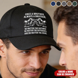 Custom Vintage Washed Denim Baseball Cap - Personalized Birthday Gifts For Brother - Always A Brother