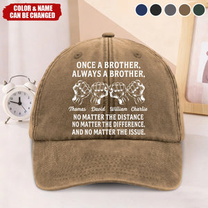 Custom Vintage Washed Denim Baseball Cap - Personalized Birthday Gifts For Brother - Always A Brother