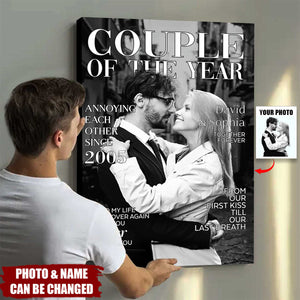 Custom Photo Vertical Poster - Personalized Anniversary Wedding Gifts For Husband And Wife, Him And Her - Side By Side Feels Safe