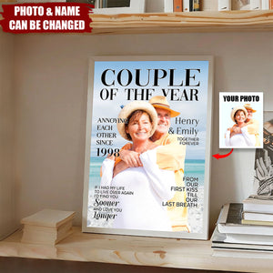 Custom Photo Vertical Poster - Personalized Anniversary Wedding Gifts For Husband And Wife, Him And Her - Side By Side Feels Safe