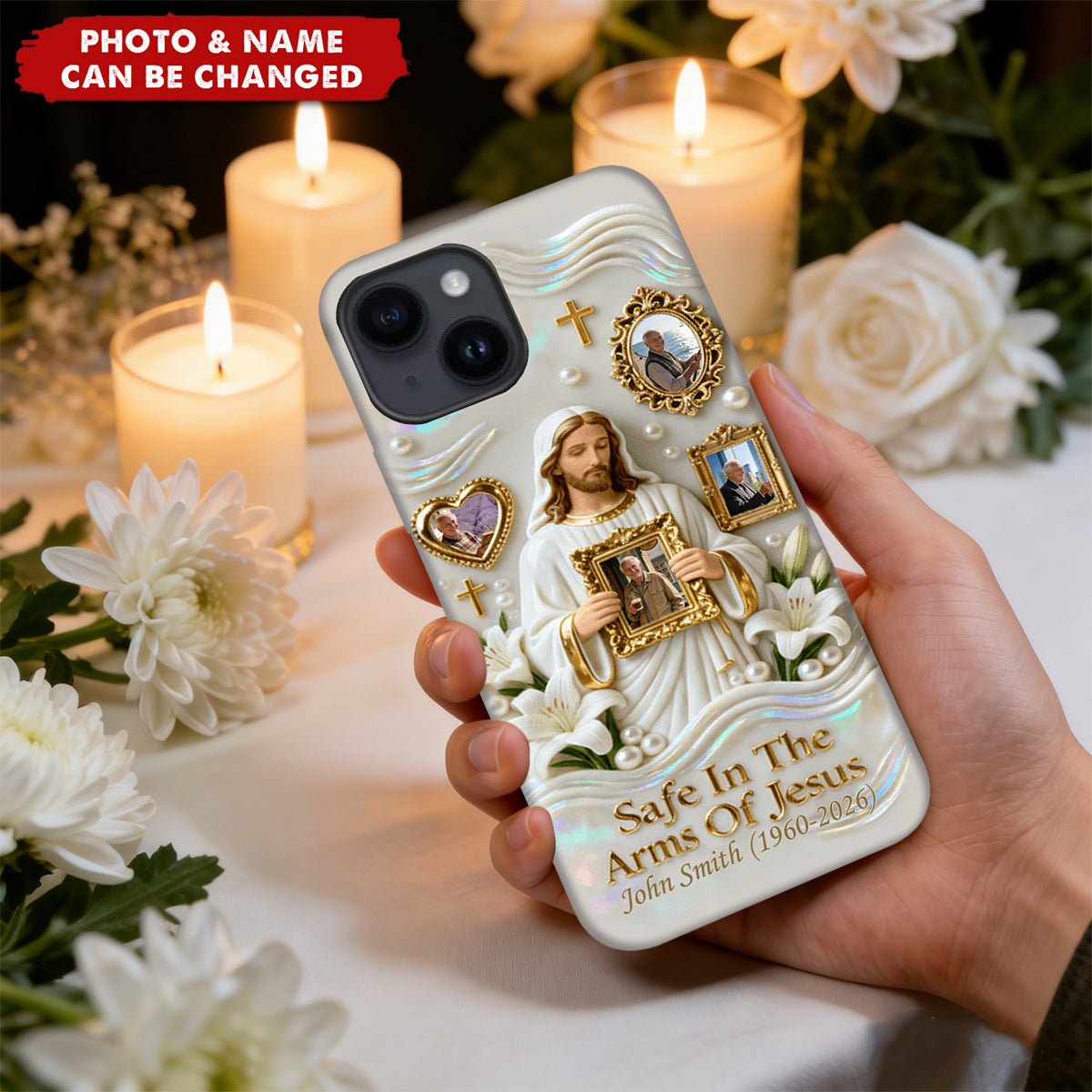 Save In The Arms Of Jesus - Personalized Memorial Full Print Phone Case