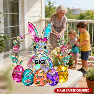 Bunny Grandma Easter Gift - Personalized Acrylic Block Plaque - Easter Decor for Grandma