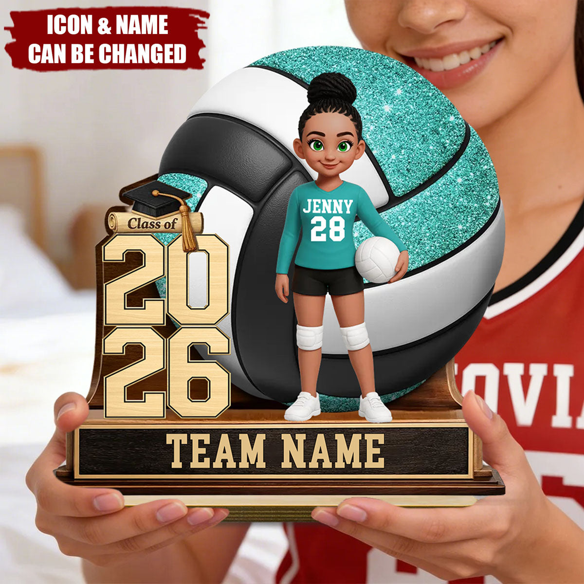 Volleyball Senior Keepsake - Personalized 2-Layered Wooden Plaque - Graduation Gift For Daughter, Graduates, Class of 2026