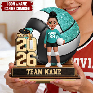Volleyball Senior Keepsake - Personalized 2-Layered Wooden Plaque - Graduation Gift For Daughter, Graduates, Class of 2026