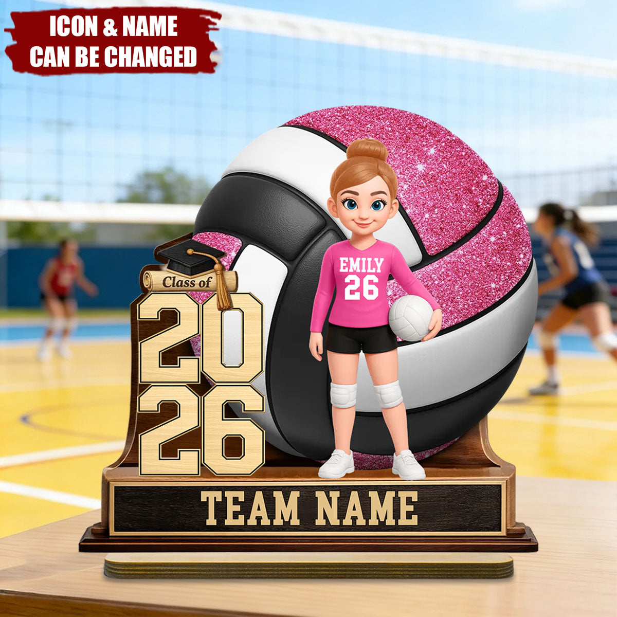 Volleyball Senior Keepsake - Personalized 2-Layered Wooden Plaque - Graduation Gift For Daughter, Graduates, Class of 2026