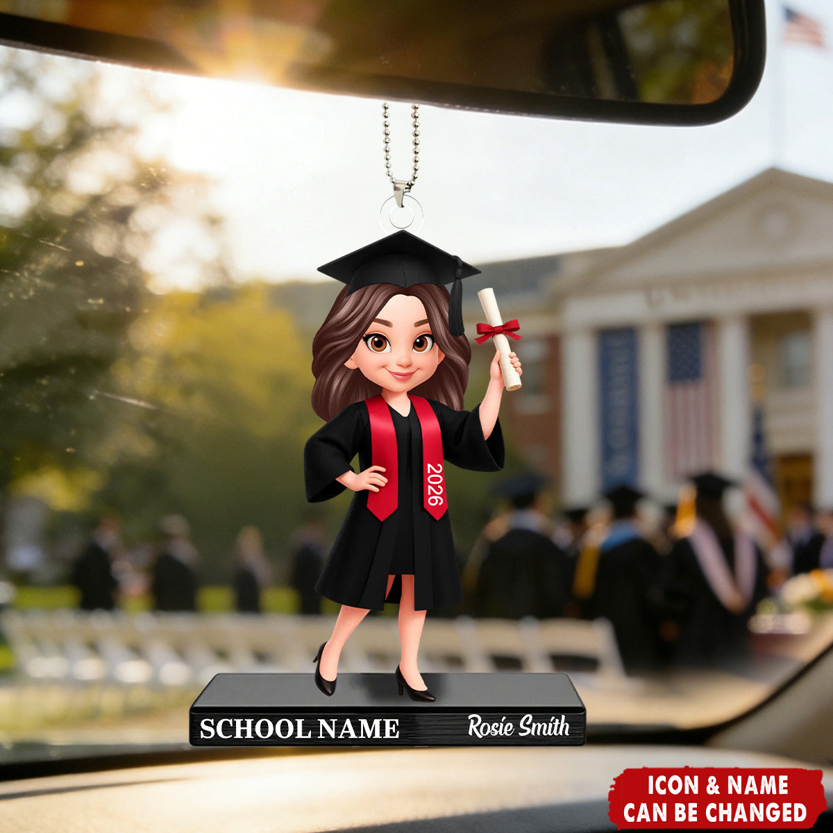 Congrats Graduation Senior - Personalized Acrylic Car Ornament - Gift For Graduation Day, Graduation Gift, Keepsake