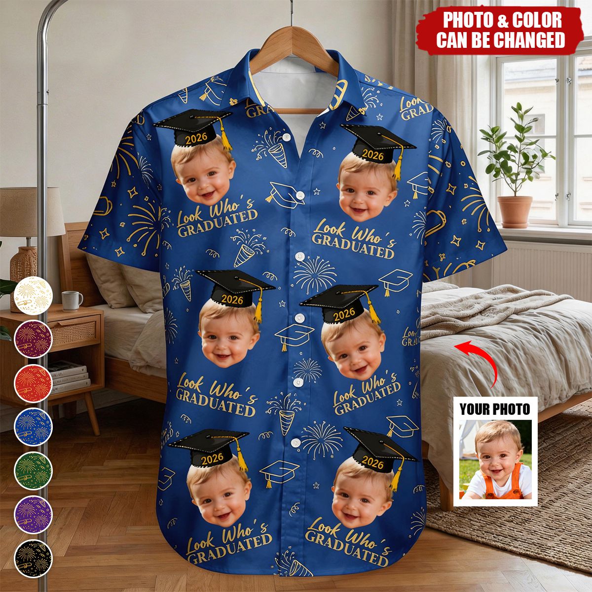 Graduation Matching Shirt With Childhood Photo - Vintage Childhood Themed - Personalized Hawaiian Shirt