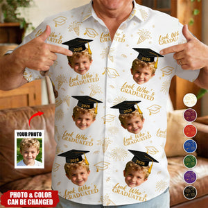 Graduation Matching Shirt With Childhood Photo - Vintage Childhood Themed - Personalized Hawaiian Shirt