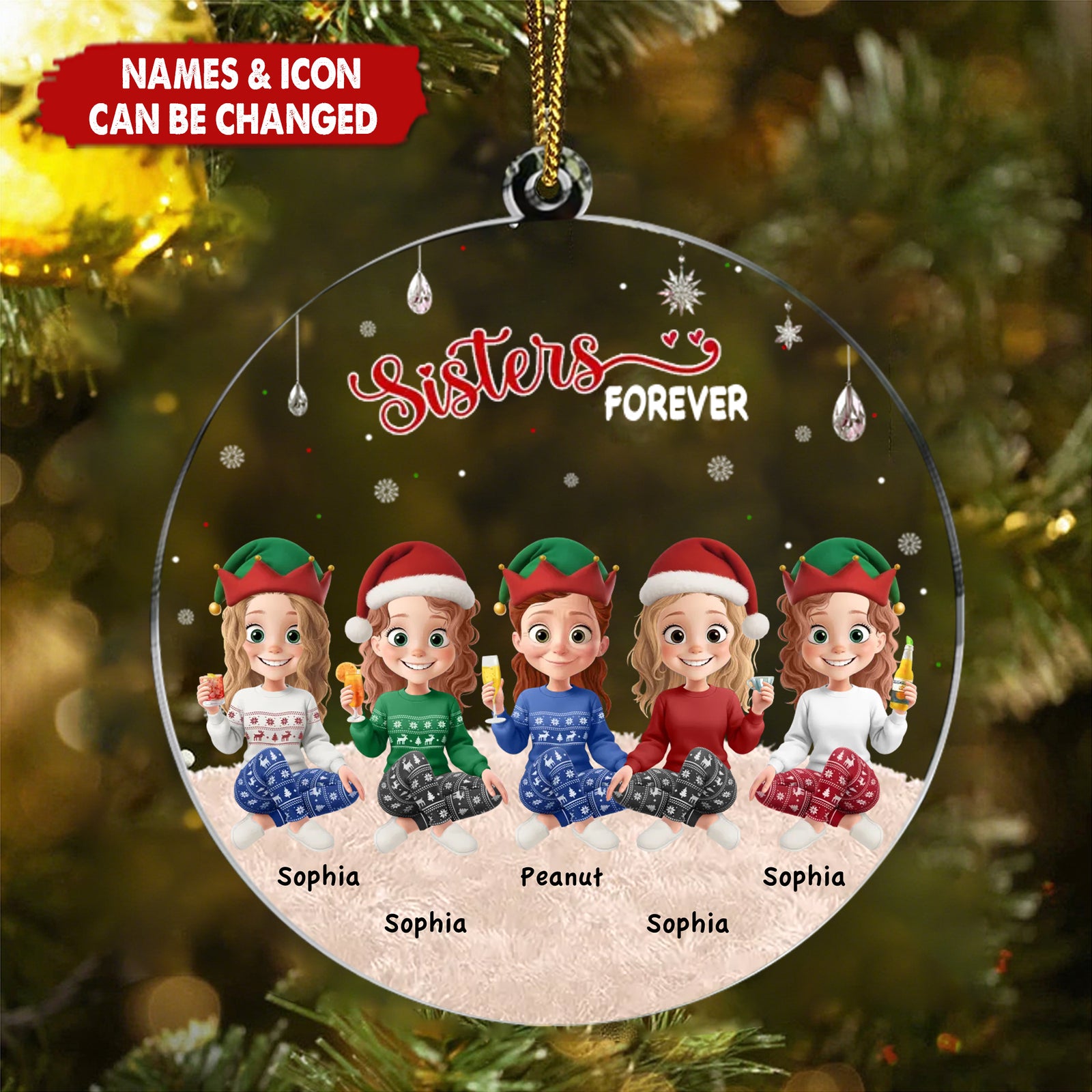 Custom Acrylic Ornament - Christmas Best Friend Birthday Gifts For Women, Besties, Sisters, BFF - Best Friends, Always And Forever