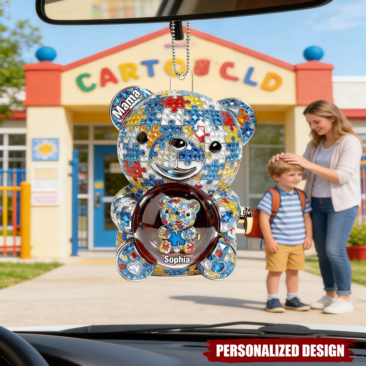 Mama Bear Autism - Personalized Car Ornament  - Personalized Gifts For Mom