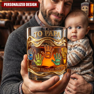 Papa’s Pride - Personalized Whiskey Glass,  Father's Day Gift For Dad, Grandpa