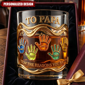 Papa’s Pride - Personalized Whiskey Glass,  Father's Day Gift For Dad, Grandpa