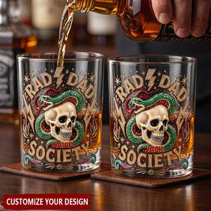 Bold Badass Dad Round Whiskey Glass - Personalized Gift For Dad, Grandpa