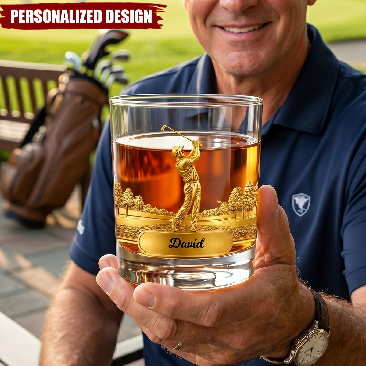 Custom Golf Whiskey Glass -  Personlized Father's Day Gift for Dad, Golf Lover