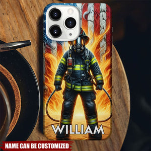 Firefighter American Flag - Personalized Patriotic Fire Rescue Phone Case
