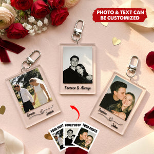 Personalized Photo Keychain with Custom Message, Meaningful Gift For Mom, Dad, Couple