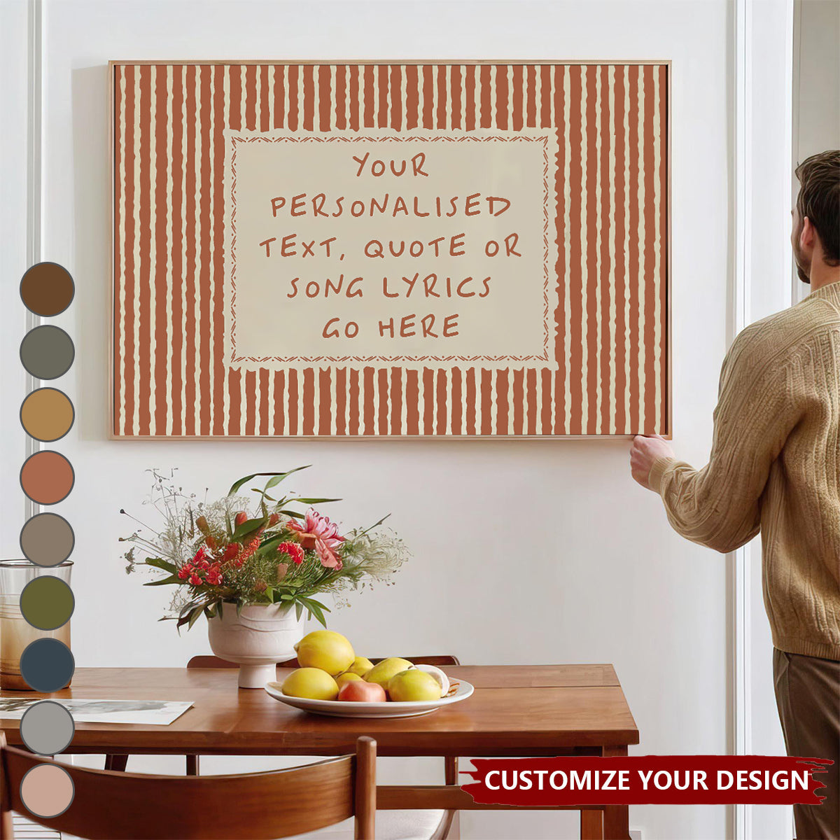 Vintage Stripe Handwritten Style Quote Poster - Personalized Poster