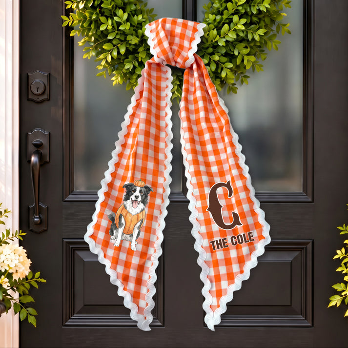 Custom Pet Photo Watercolor Art For Pet Lover Thanksgiving Christmas Decor - Personalized Wreath Sash