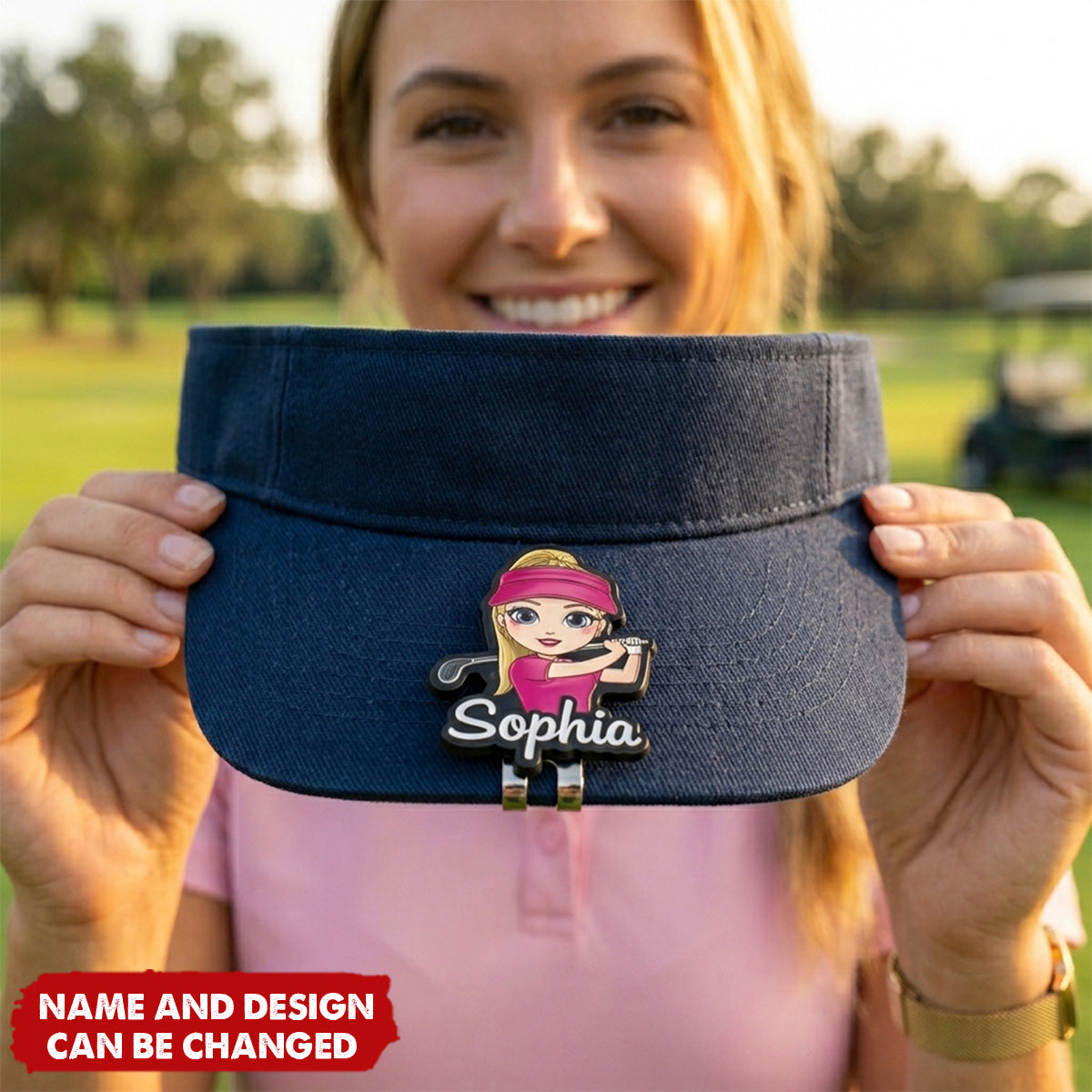 Golf Ball Marker with Magnetic Hat Clip - Personalized Cartoon Golf Character and Name,  Birthday Game Day Gift for Golf Players
