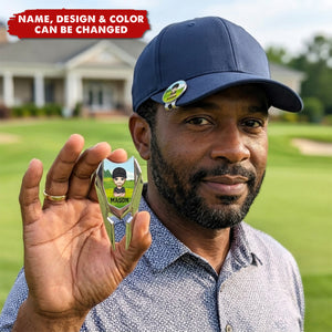 Personalized Cartoon Character Name Magnetic Divot Repair Tool Ball Marker Set Hat Clip with Case Golf Accessory Birthday Gift for Golf Lover