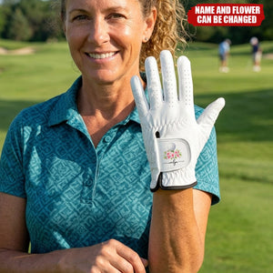 Custom Name And Birth Flower For Golf Lover - Personalized Golf Glove