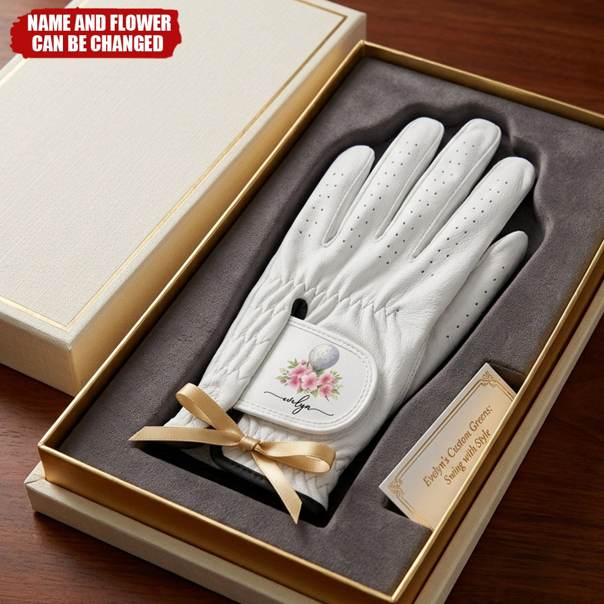 Custom Name And Birth Flower For Golf Lover - Personalized Golf Glove