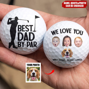 Best Dad By Par Grandpa Papa Husband Golf Gift - Personalized Photo Golf Ball