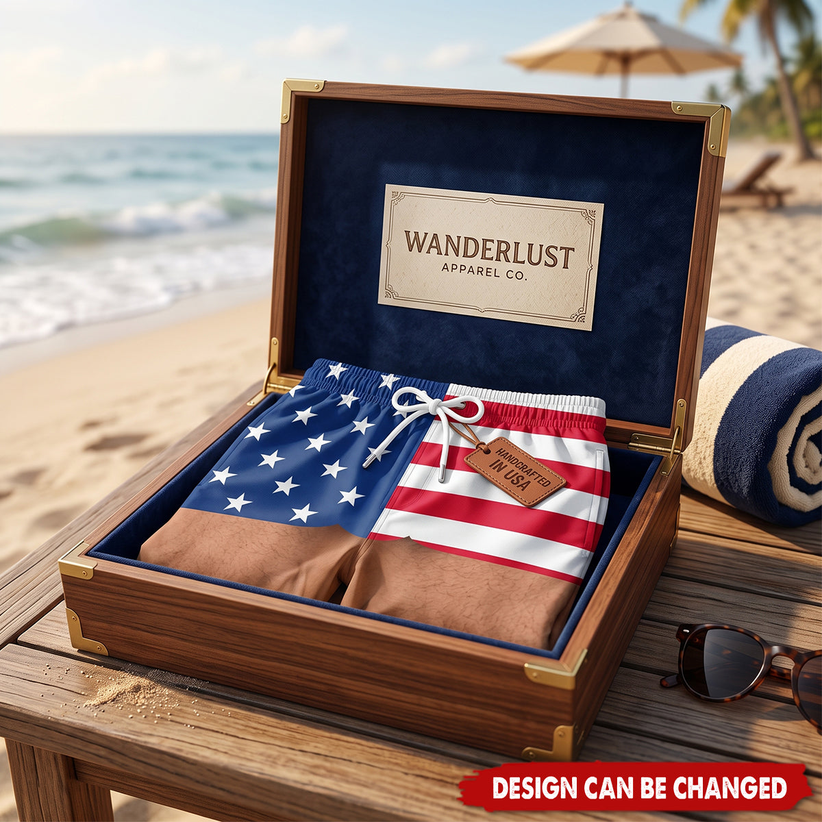Custom Funny Patriotic Mens Swim Trunks - Personalized Birthday Gifts For Husband, Son, Grandson, Brother, Grandpa, Dad, Yourself - Look Twice