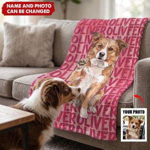 Custom Pet Portrait & Name Watercolor Style - Personalized Beach Towel