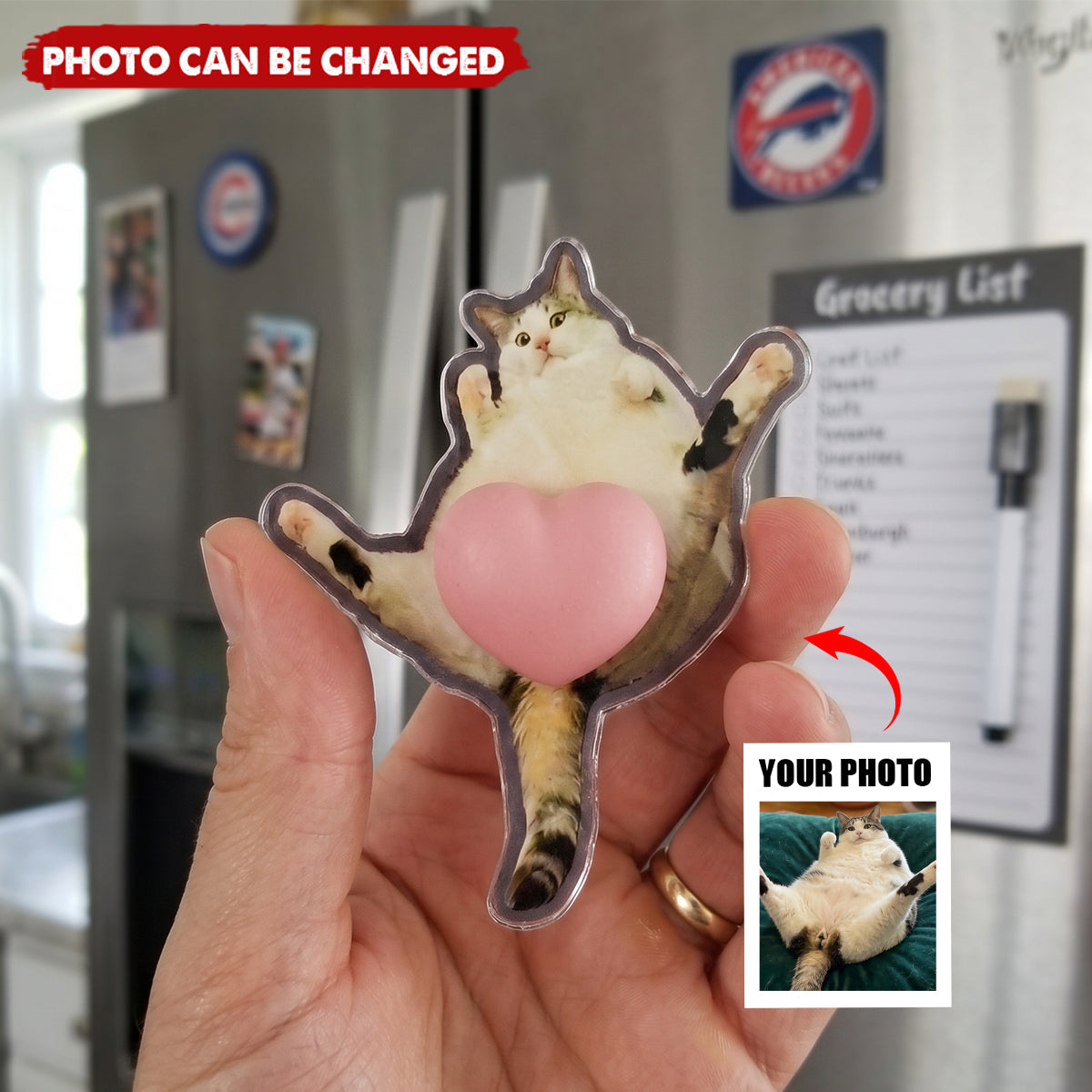 Custom Photo Pet, Cute Dog, Cat 3D Squishy Pink Butt - Personalized Fridge Magnet