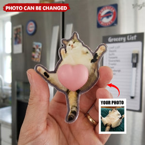 Custom Photo Pet, Cute Dog, Cat 3D Squishy Pink Butt - Personalized Fridge Magnet